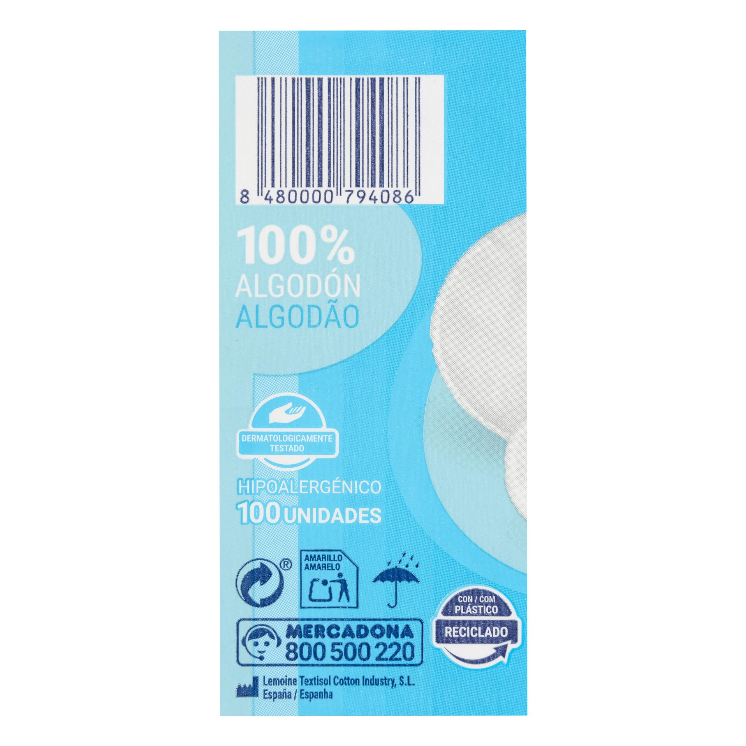 Etiqueta Discos desmaquillantes Deliplus ovalados algodón 100%